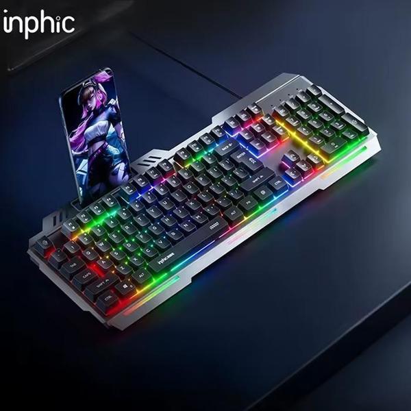 Inphic K2 USB Kablolu Oyun Klavyesi 104-Key Sessiz Oyun Klavyesi Bilgisayar Laptop için Cep telefonu yerleştirme alanı - Image 1