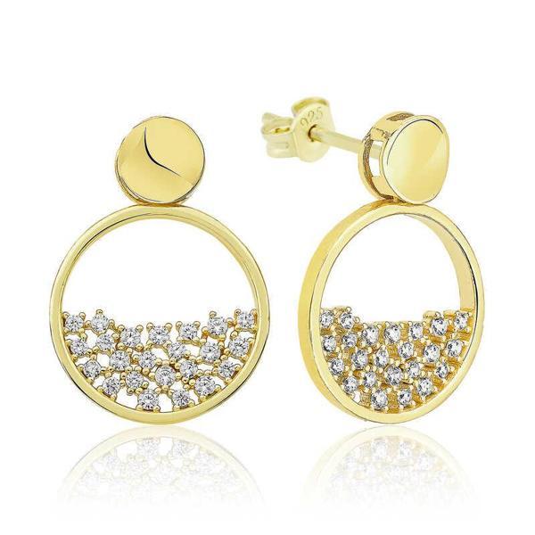 Gümüş Gold Çiğ Damlası Küpe - Image 1