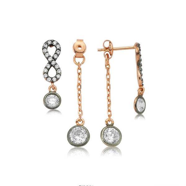 925 Ayar Gümüş Zincirli Sonsuzluk Bayan Küpe - Image 1