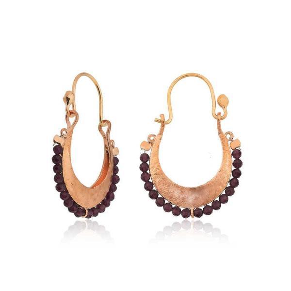 Gümüş Bordo Taşlı Bohem Küpe - Image 1