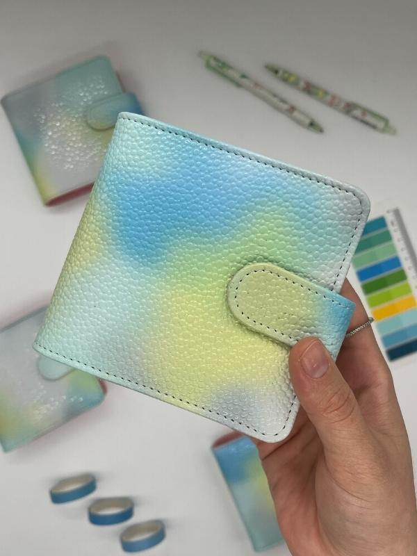 Mini Boy Sarı Yeşil Tonları Mıknatıslı PU Deri Kapaklı Sürdürülebilir Ajanda/ Planner/ Binder Defter – 160 Sayfa (Çizgis - Image 1