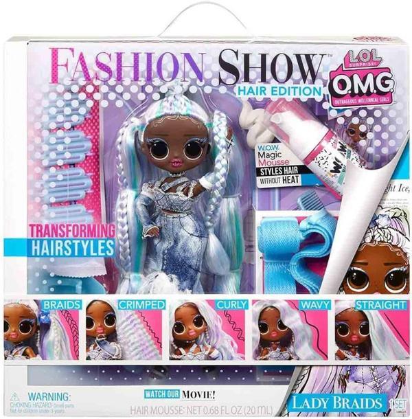 LOL Surprise OMG Fashion Show Hair Edition Lady Braids  Fashion Doll Magic Mousse - Image 1