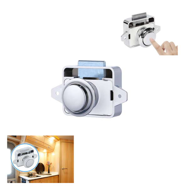 Karavan ve Tekneler için Basmalı Çekmece Dolap Kilidi Krom Renk - Image 1