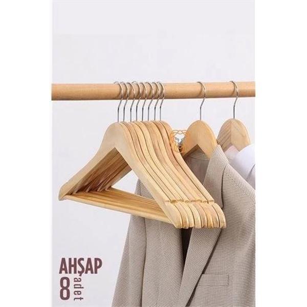 Elbise Askısı Natural Ahşap 8 ADET - Image 1