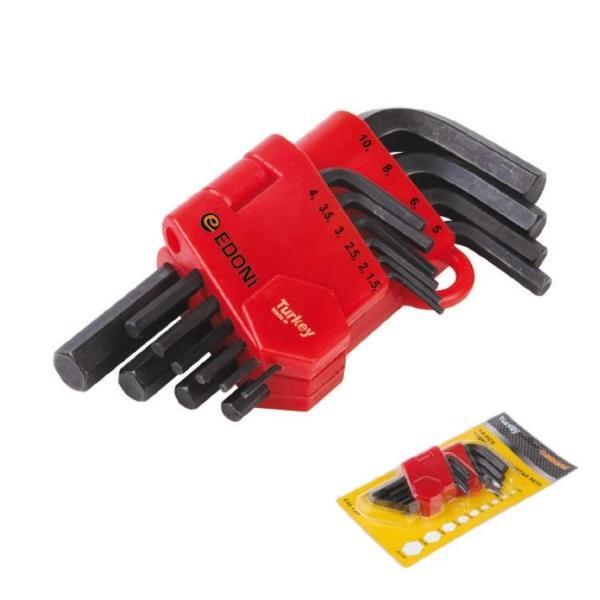 Edoni 120 mm 10 Parça Siyah 6 Köşe Alyan Seti - Image 1