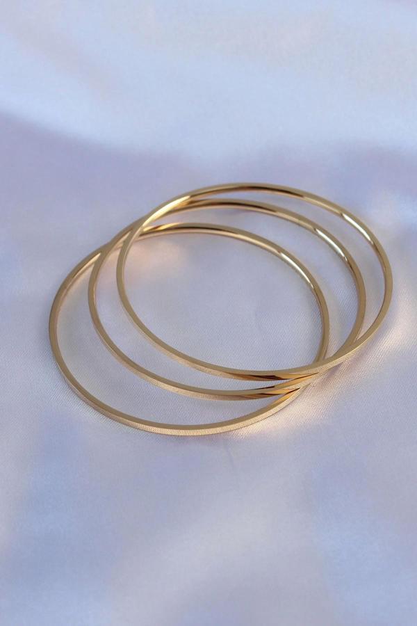 316L Çelik Gold Renk 3'lü Ajda Model Kadın 60 mm Bilezik - Image 1