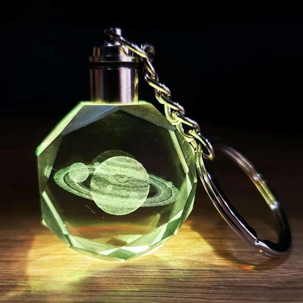 Satürn Gezegen Tasarım Işıklı Anahtarlık - Image 1