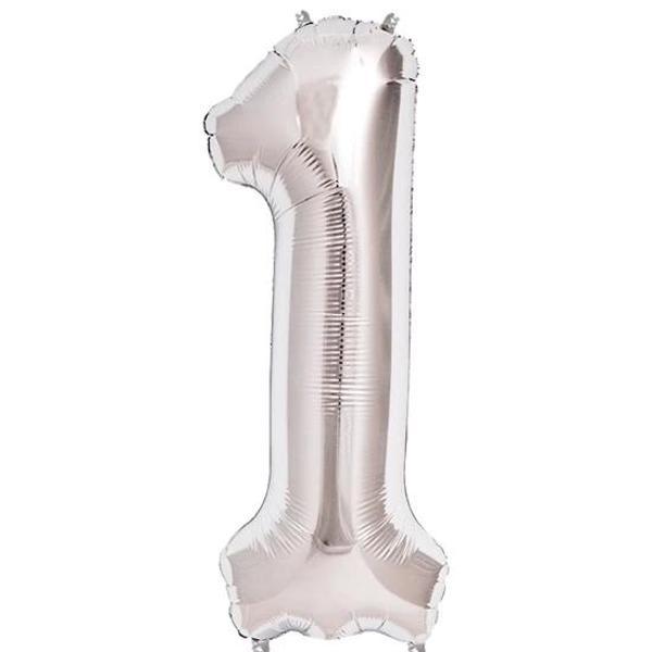 1 Rakam Folyo Balon Gümüş  40 İnç - Image 1