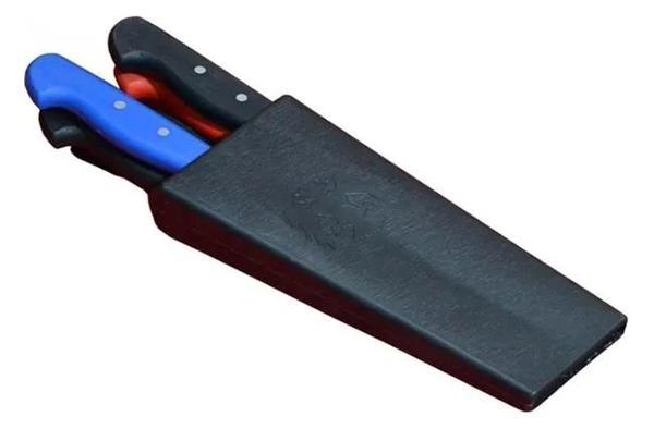 Plastik Bıçak Kütüklüğü 4 Lü - Kırmızı, Plastik, Kemerlikli Bıçak Çanta - Image 1