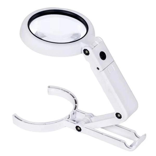 Usb Şarj Edilebilir Katlanabilir 3.5 - 10X Büyüteç 8 Ledli Masa Ve Eliçin Büyüteç FS90RC - Image 1