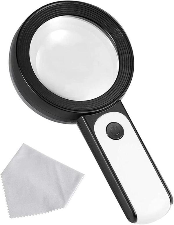 30x 12ışıklı Büyüteç Taşınabilir Çıft Katmanlı Optik Cam Okuma Büyüteç 229018 - Image 1