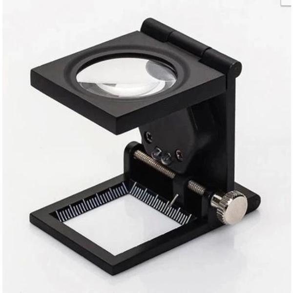 28x28 Mm Katlanır Sayaçlı Metal Lüp, 2 Led Işıklı Büyüteç Tekstil Th9005a - Image 1