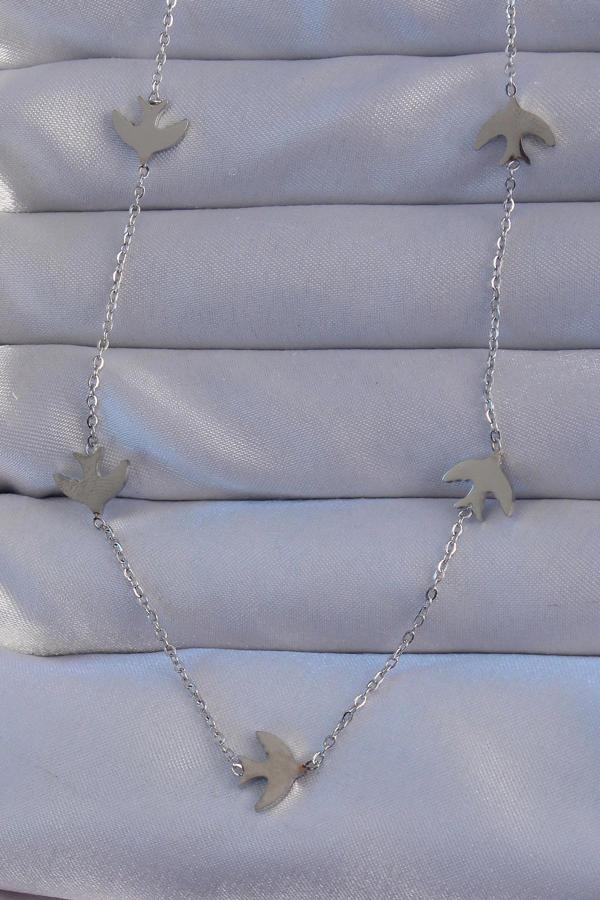 316L Çelik Gümüş Renk Kuş Model Kolye - Image 1