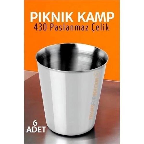 Paslanmaz Çelik Bardak Seti Kamp Piknik Bardağı 6 adet - Image 1
