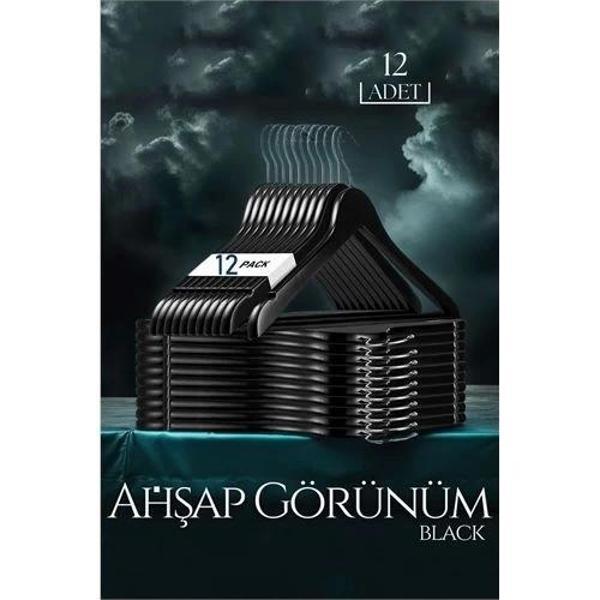 Siyah Ahşap Görünüm 12 li Askı Seti Schönbuch Design - Image 1