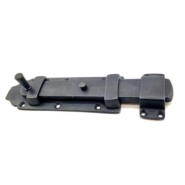 Antika Tarz Dekoratif Pirinç Yassı Kapı Sürgüsü - 55x215 Mm, Oksit - Image 1