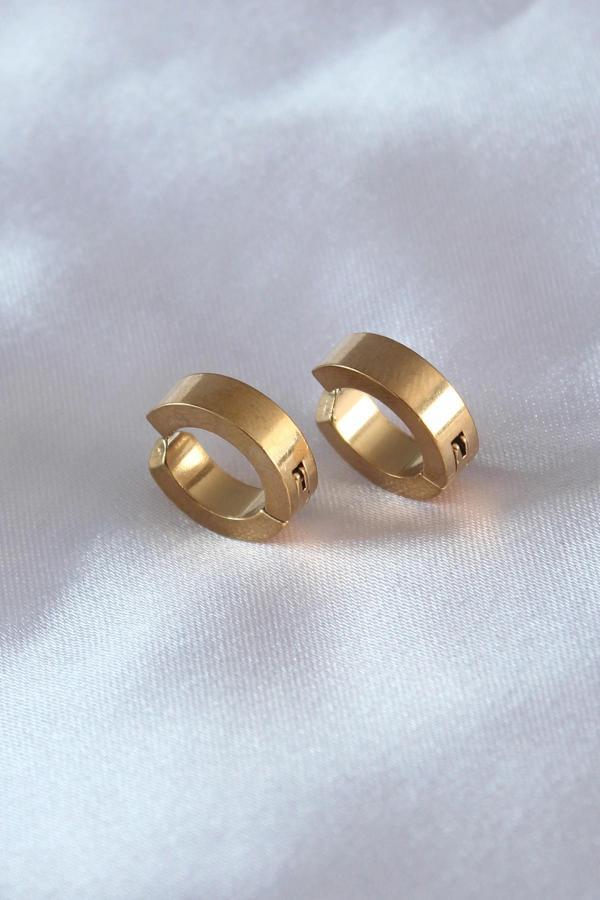 316L Çelik Gold Renk Sıkıştırmalı Erkek Küpe - Image 1