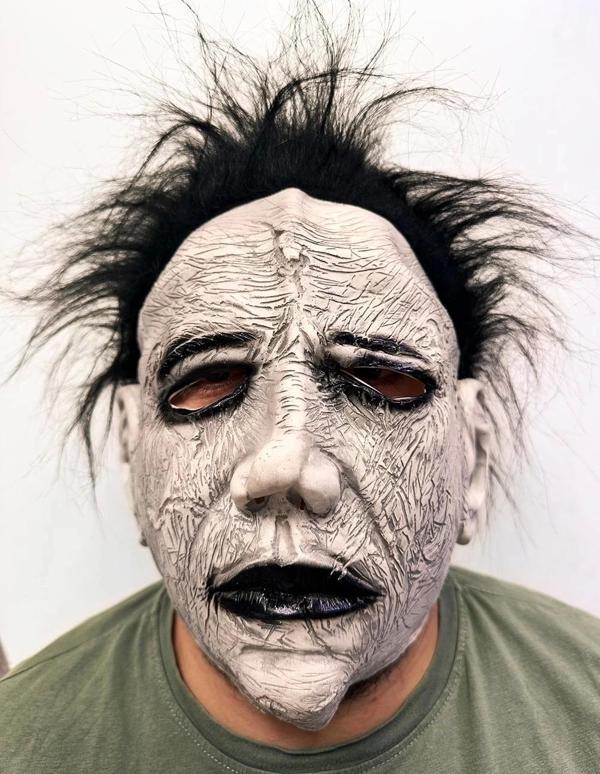 Siyah Saçlı Michael Myers Lateks Yüze Tam Yapışan Et Maske Korku Maskesi - Image 1