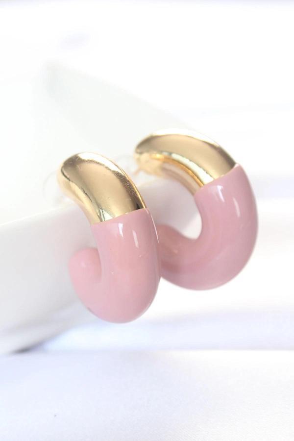 CCB Gül Kurusu Gold Çift Renk Küpe - Image 1