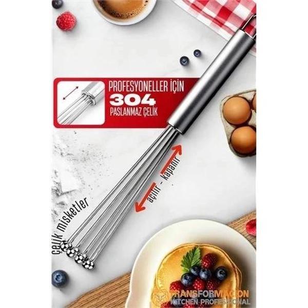 Çelik Misketli Yaylı Açılır Kapanır Çırpıcı 304 Paslanmaz Çelik Çırpıcı Çırpma Teli - Image 1