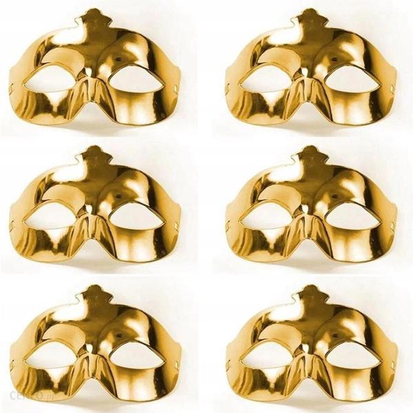 Altın Metalize Renk Düz Balo Parti Maskesi 6 Adet - Image 1