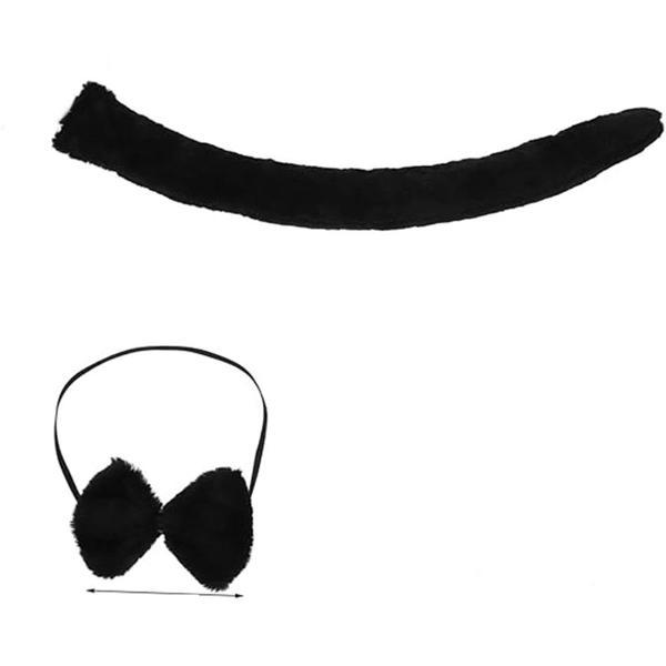 Peluş Siyah Renk Kuyruk ve Papyon Yetişkin Çocuk Uyumlu - Image 1