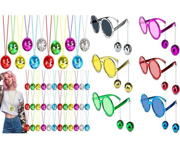 12 Parça Renkli Disko Toplu Retro Parti Seti – 6 Kolye + 6 Gözlük - Image 1