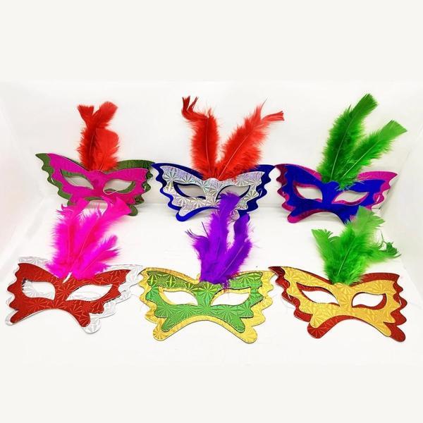 Tüylü Kağıt Parti Venedik Balo After Maskesi 6 Adet - Image 1