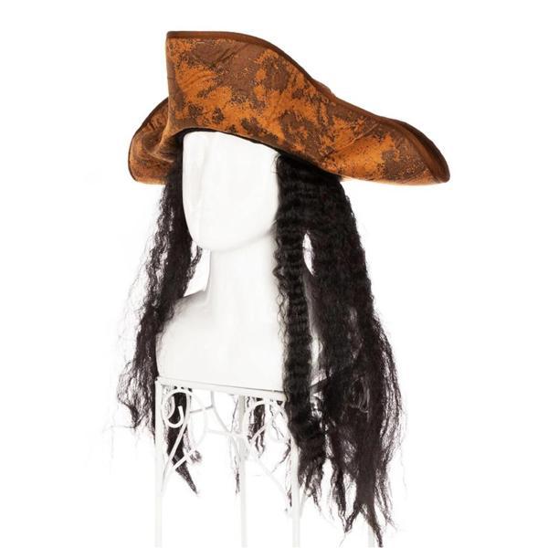 Siyah Saçlı Kaptan Korsan Şapkası - Image 1