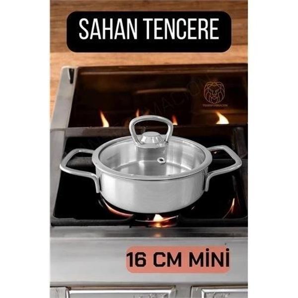 Kapaklı Sahan Tencere 16 cm Mini Paslanmaz Çelik - Image 1