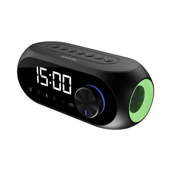 Asonıc As-w6, Siyah, 5w, Usb, Aux, Bluetooth,  Kablosuz, Taşınabilir, 1200mah Batarya, Alarmlı Saat, - Image 1