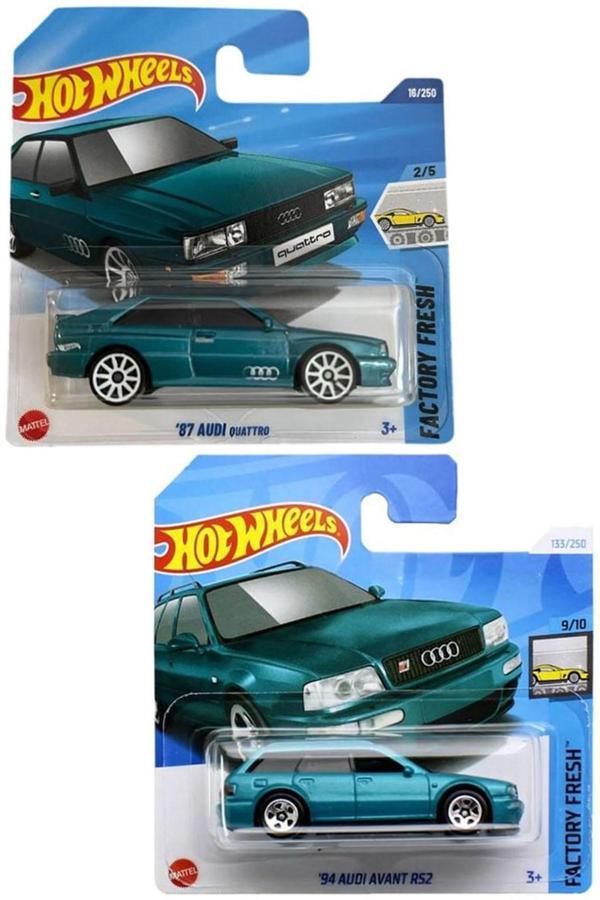 2 Araç Audi Set - Hot Wheels 94 Audi Avant Rs2 & Hot Wheels '87 Audi Quattro (1/64) Turkuaz - Image 1