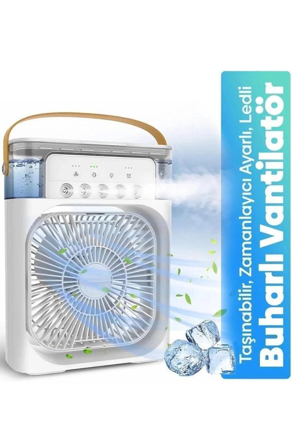Taşınabilir Işıklı 5 Spreyli Vantilatör Buzlu Buharlı Vantilatör Mini Fan Nemlendirici - Image 1