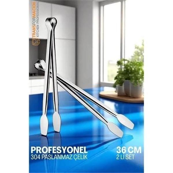 Mutfak Maşası - Mangal Barbekü Maşası - Izgara Maşası Tava Maşası Çelik 36 Cm - Image 1