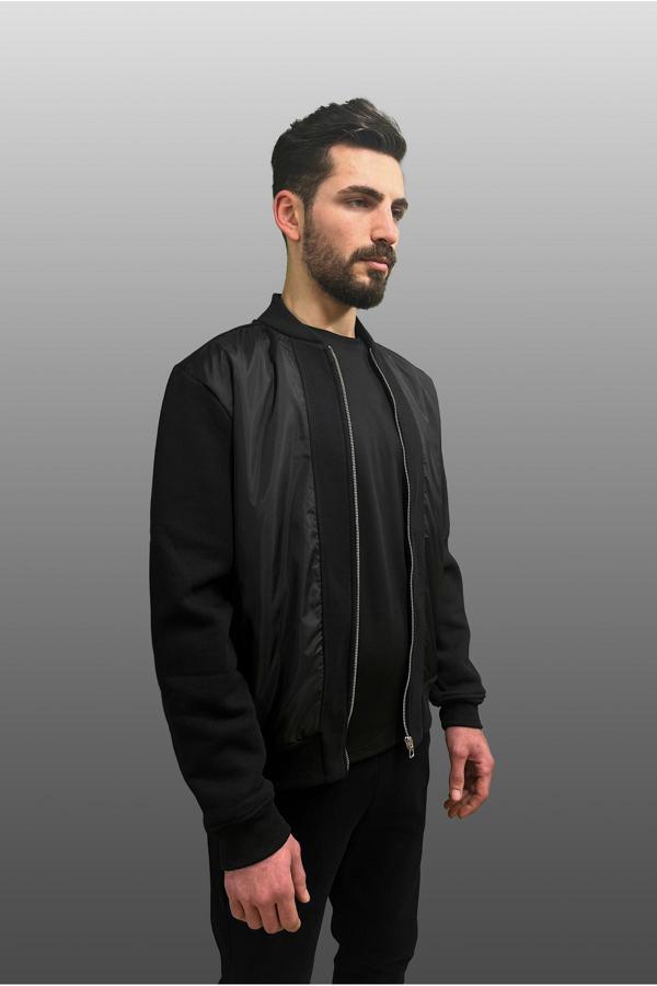 Man Of Man Siyah Erkek Mont  İçi Pamuklu  Pvc Kaplama Ön Panel | Fermuarlı Gizli Cep Detaylı - Image 1