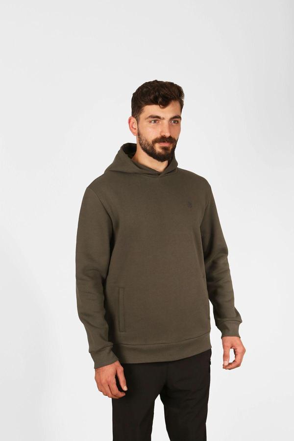 Man Of Man |Kapüşonlu Sweatshirt| Fleto Cep Detaylı Reflektör Baskılı Şardonlu - Image 1