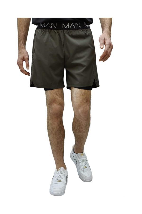 Man Of Man Spor Ve Fitness Astarlı Taytlı Gizli Cep Detaylı Şort - Image 1
