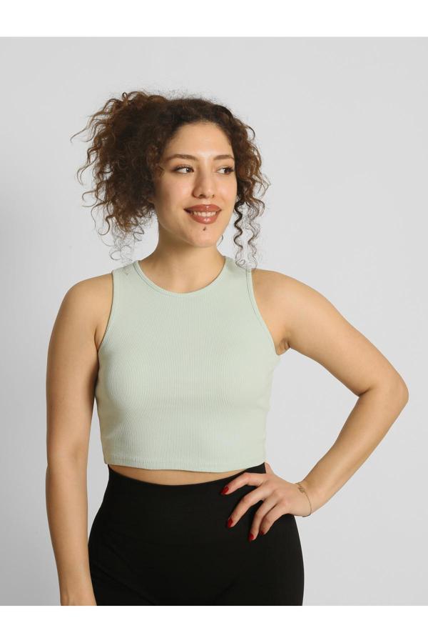 Ntb Nature The Brand Ntb Crop Rip Top Light Green, Kadın Spor Crop,Kadın Crop,Fitness Crop,Yoga Crop, Esnek Terletmez - Image 1