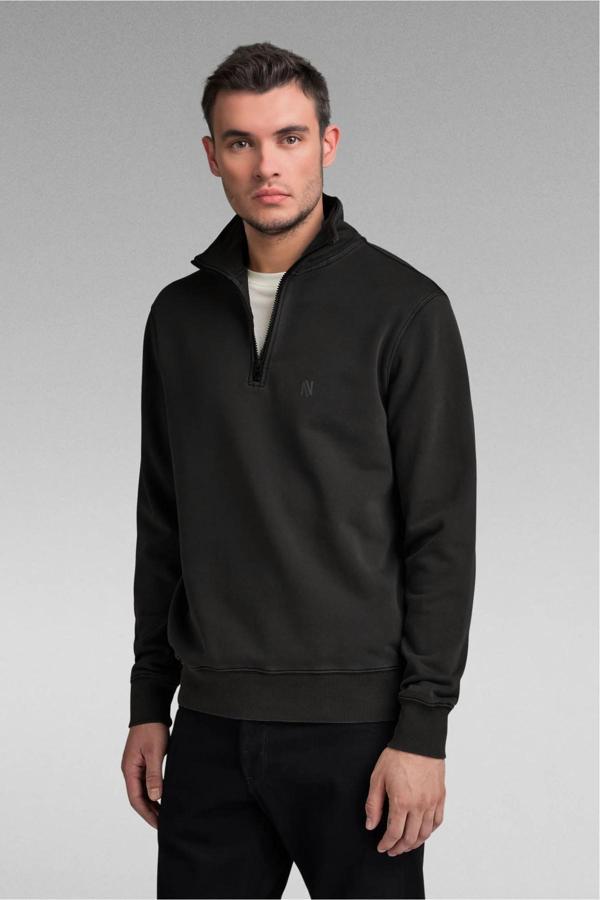 Man Of Man 1/4 Fermuarlı Dik Yaka Sweatshirt |Şardonlu 3 İplik | Yaka Üzeri Şerit Detaylı - Image 1