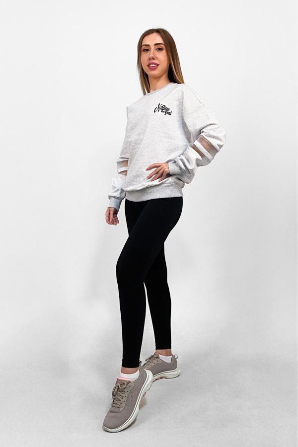 Ntb Nature The Brand Ntb Kolda Pvc Şerit Detaylı Oversize Sweatshirt - Image 1