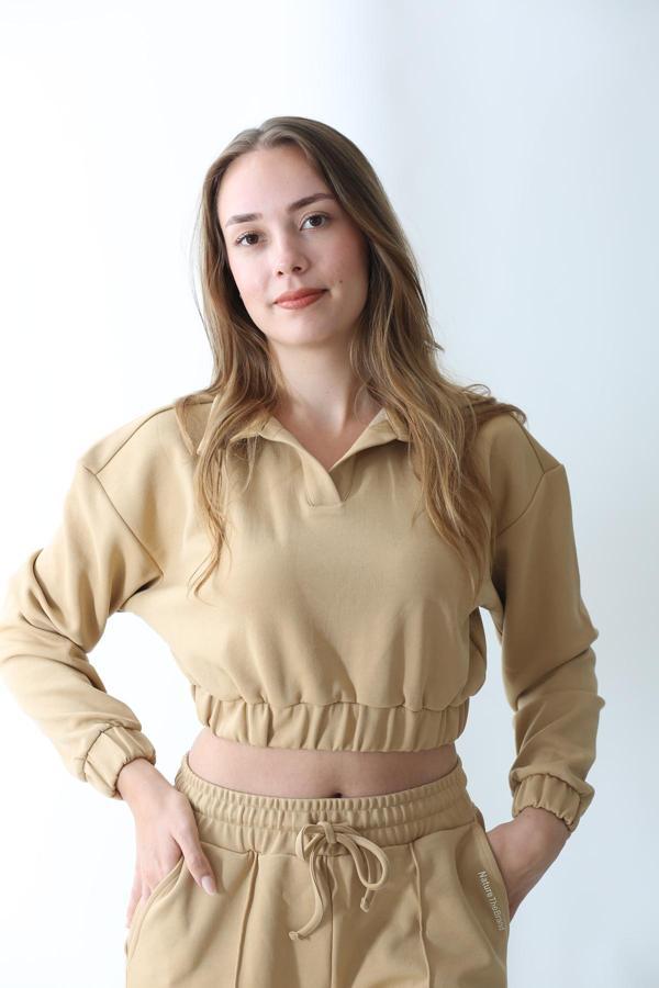 Ntb Nature The Brand Kahverengi Basic Sweatshirt Kadın - %100 Pamuklu Oversize Rahat Kalıp - Image 1