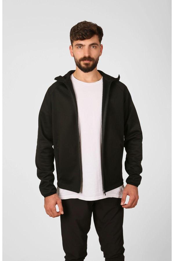 Man Of Man Şardonlu Dalgıç Fermuarlı Dik Yaka Kapüşonlu Sweatshirt/Ceket - Image 1