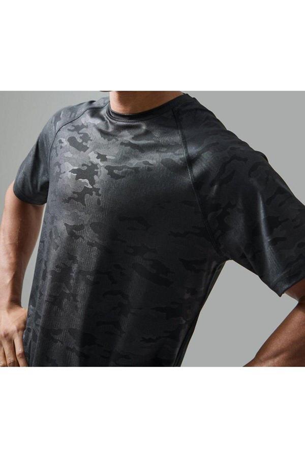 Man Of Man Kamuflaj Baskılı Siyah Reglan Kol Regular Kesim Sporcutişört - Image 1