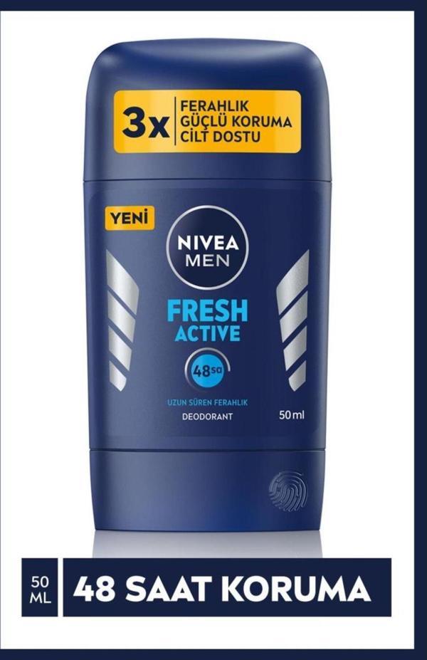 Men Erkek Stick Deodorant Fresh Active 50ml, Ter Ve Ter Kokusuna Karşı 48 Saat Deodorant Korum - Image 1