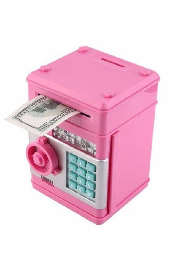 Elba Şifreli Otomatik Kağıt Para Alan Atm Kasa Kumbara - Pembe - Image 1