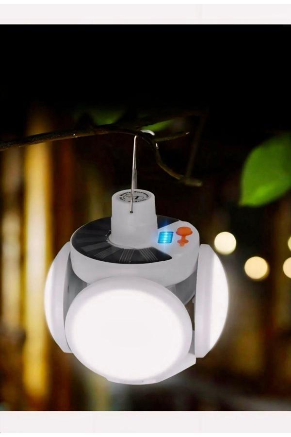 Fashion Yuvarlak Solar Led Kamp Lambası Işıldak Usb’Den Gün Işığında Şarj 5 Kanatlı  90° - Image 1