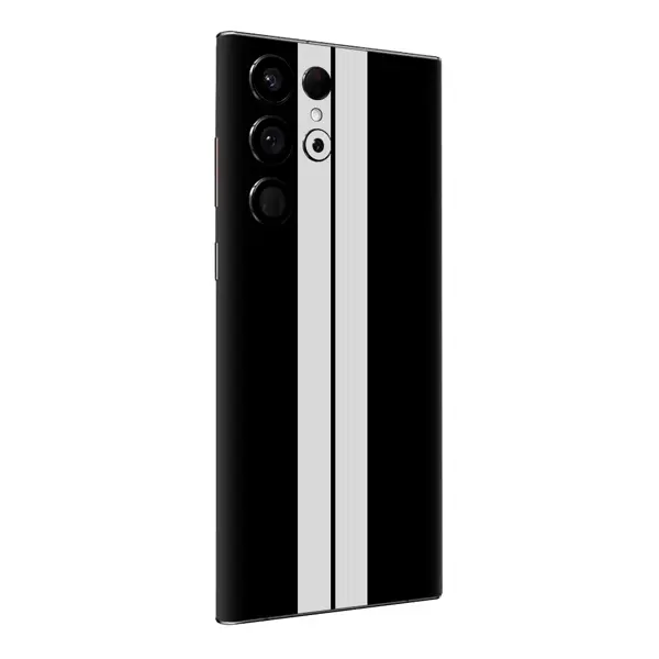 Papscover Samsung S22 Ultra Kaplama Siyah Çift Beyaz Şerit - Image 1