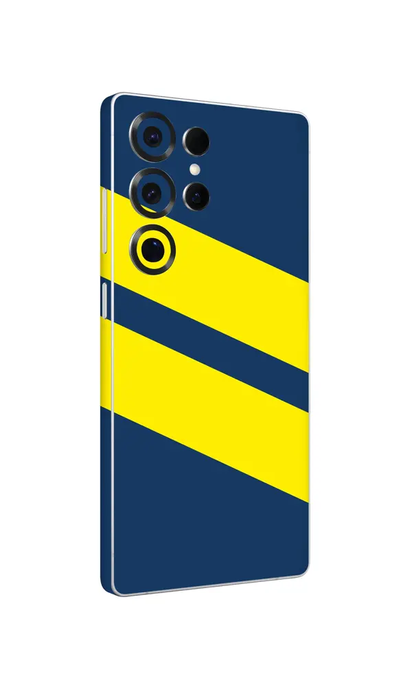 Papscover Samsung S25 Ultra Kaplama Sarı Lacivert Şerit - Image 1