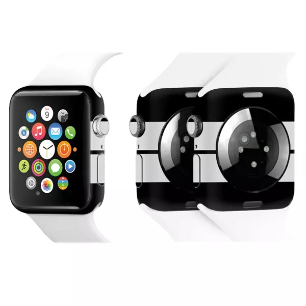 Papscover Apple Watch Kaplama Siyah Çift Beyaz Şerit - Image 1