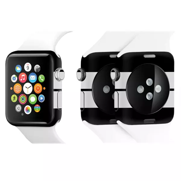 Papscover Apple Watch Kaplama Siyah Çift Beyaz Şerit - Image 1